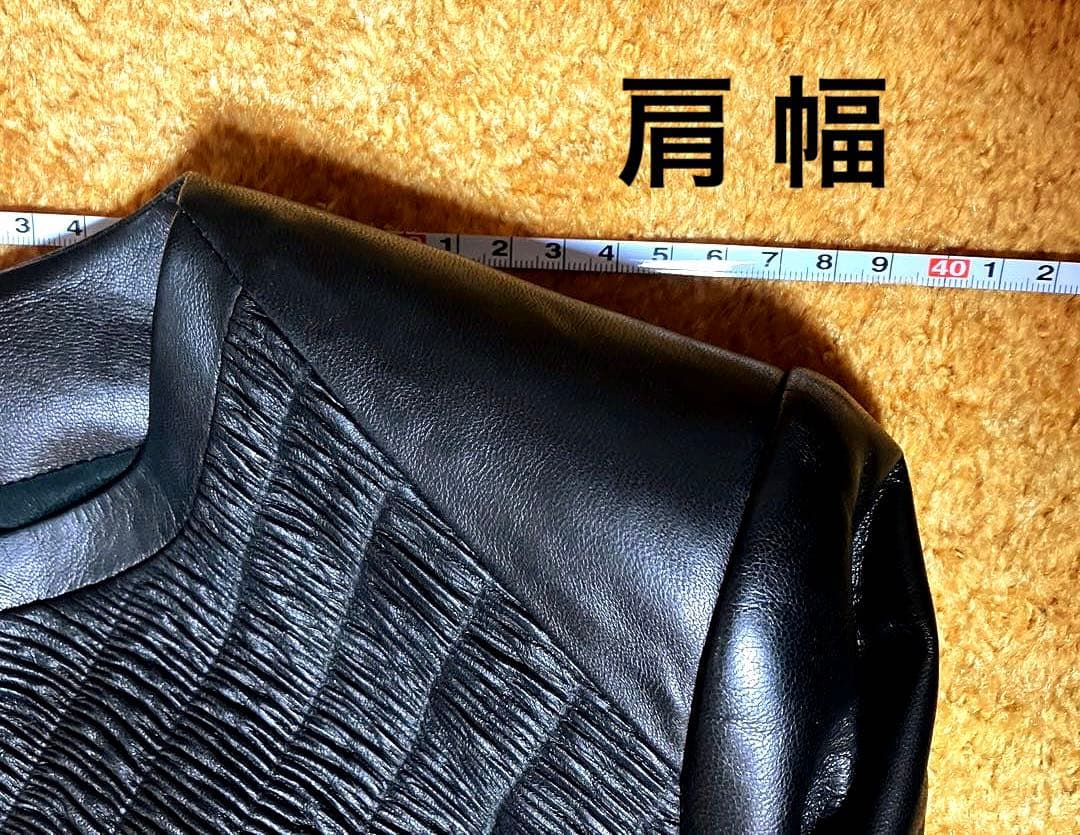 美品フェラガモFerragamo ノーカラーレザージャケット黒 裏地シルク