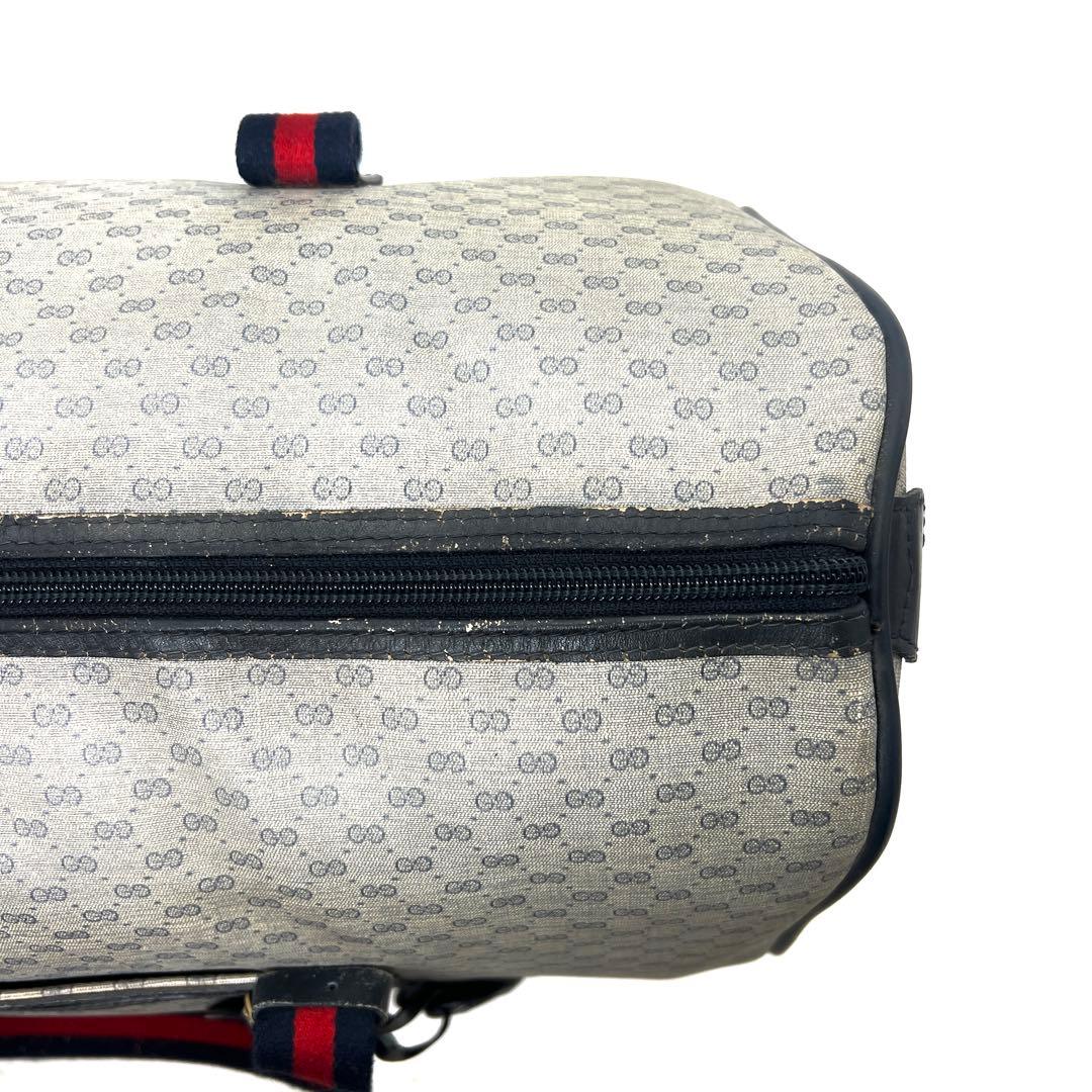 【美品】グッチ トラベルバッグ シェリーライン マイクロGG PVC 鍵タグ付