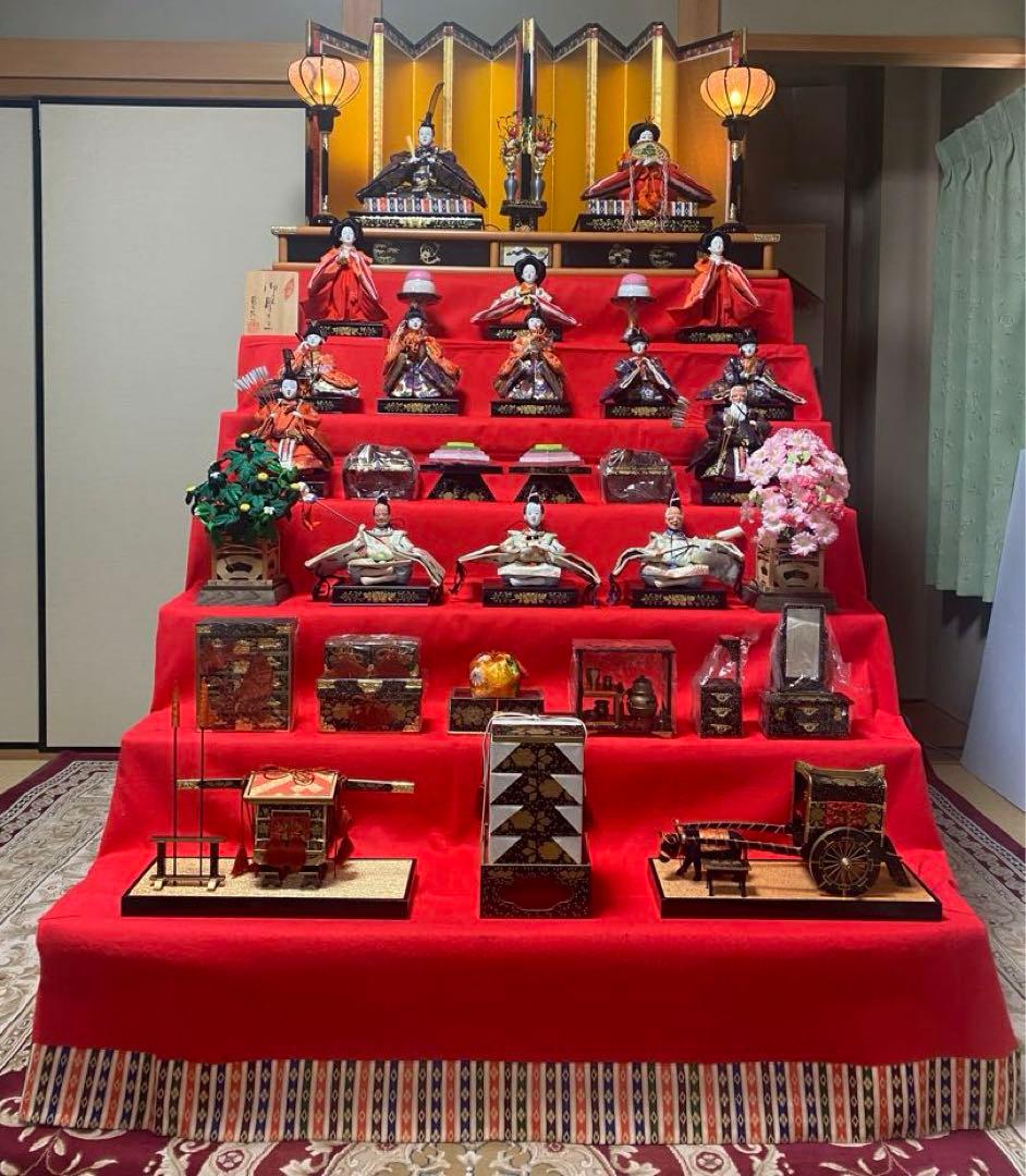 再値下げ！雛人形／特選／七段／15人飾り／屏風台付き/美品