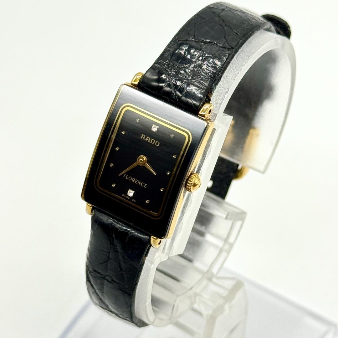 稼働品 RADO ラドー FLORENCE フローレンス 腕時計 黒文字盤 ２針