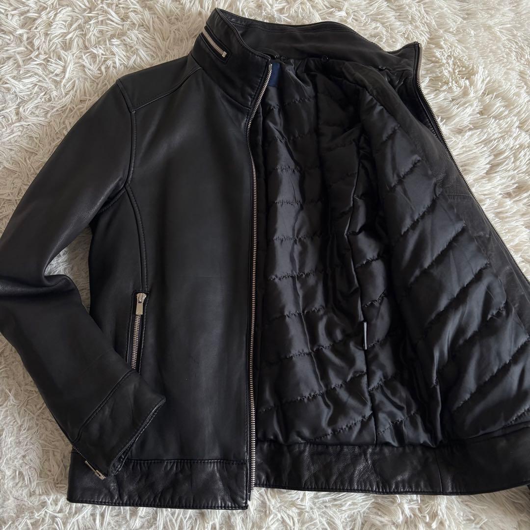 ジュンハシモト ラムレザー キルティング 中綿 シングルライダース ジャケット