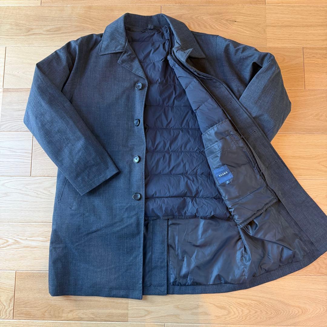 【ダウンインナー付】BEAMS ステンカラーコート グレー　Mサイズ