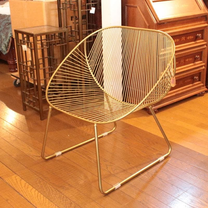ゴールドフレーム ワイヤーワイドチェア 椅子 インテリア 399-2977