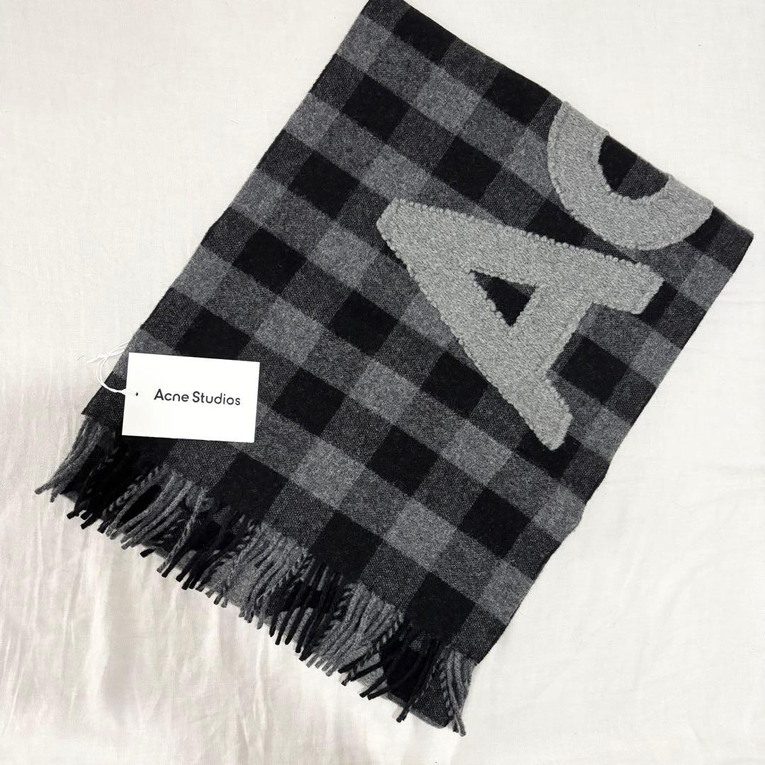 新品未使用【Acne Studios】チェックロゴスカーフ