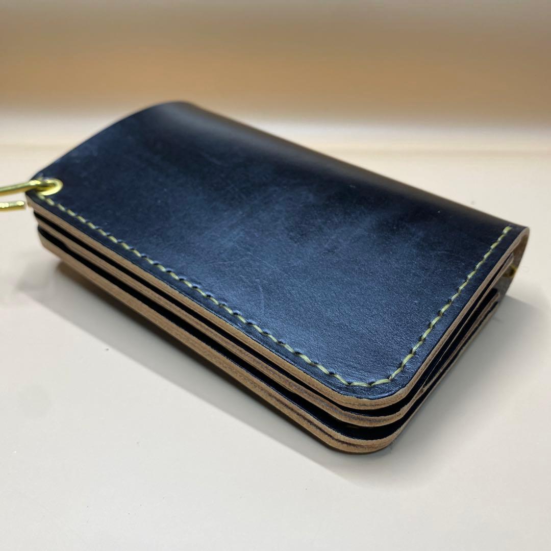 無骨 艶 マチ お札折らずに収納できる手染めミドルトラッカーウォレット BTW