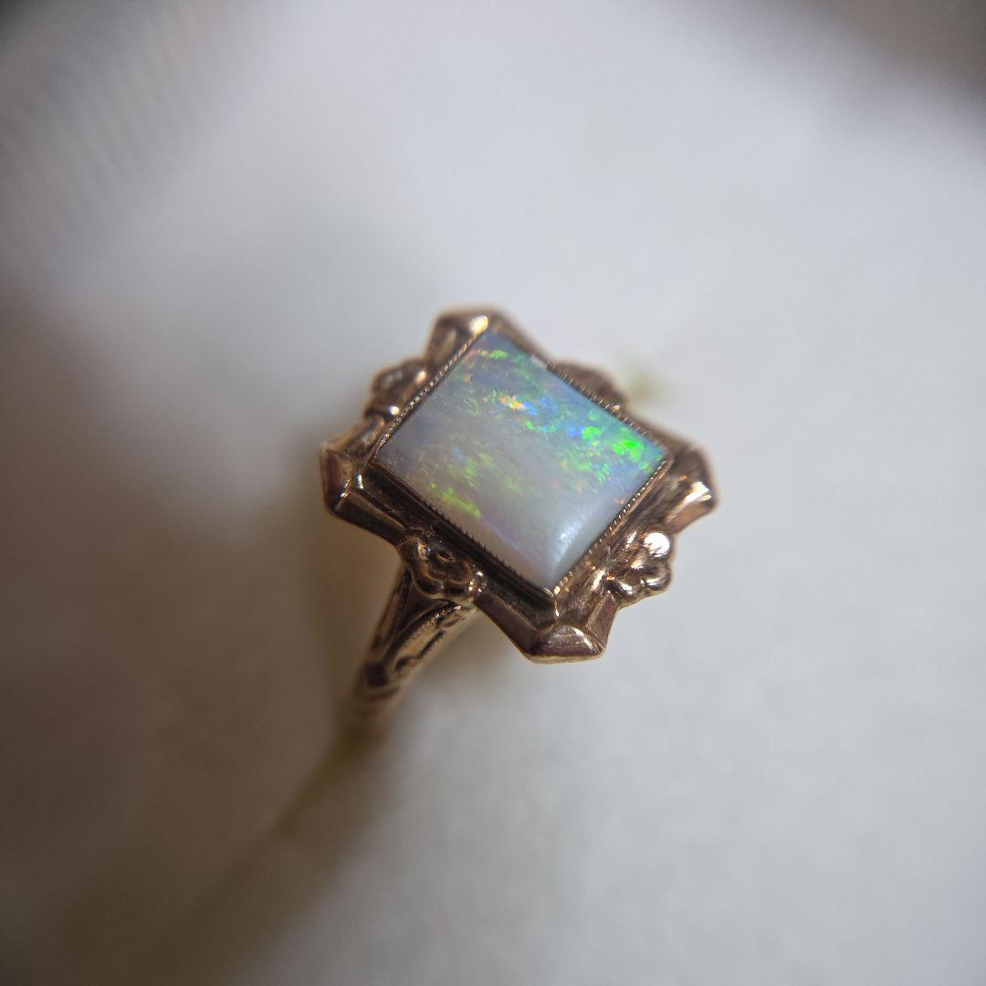 ヴィンテージ品 K10YG オパール スクエア リング