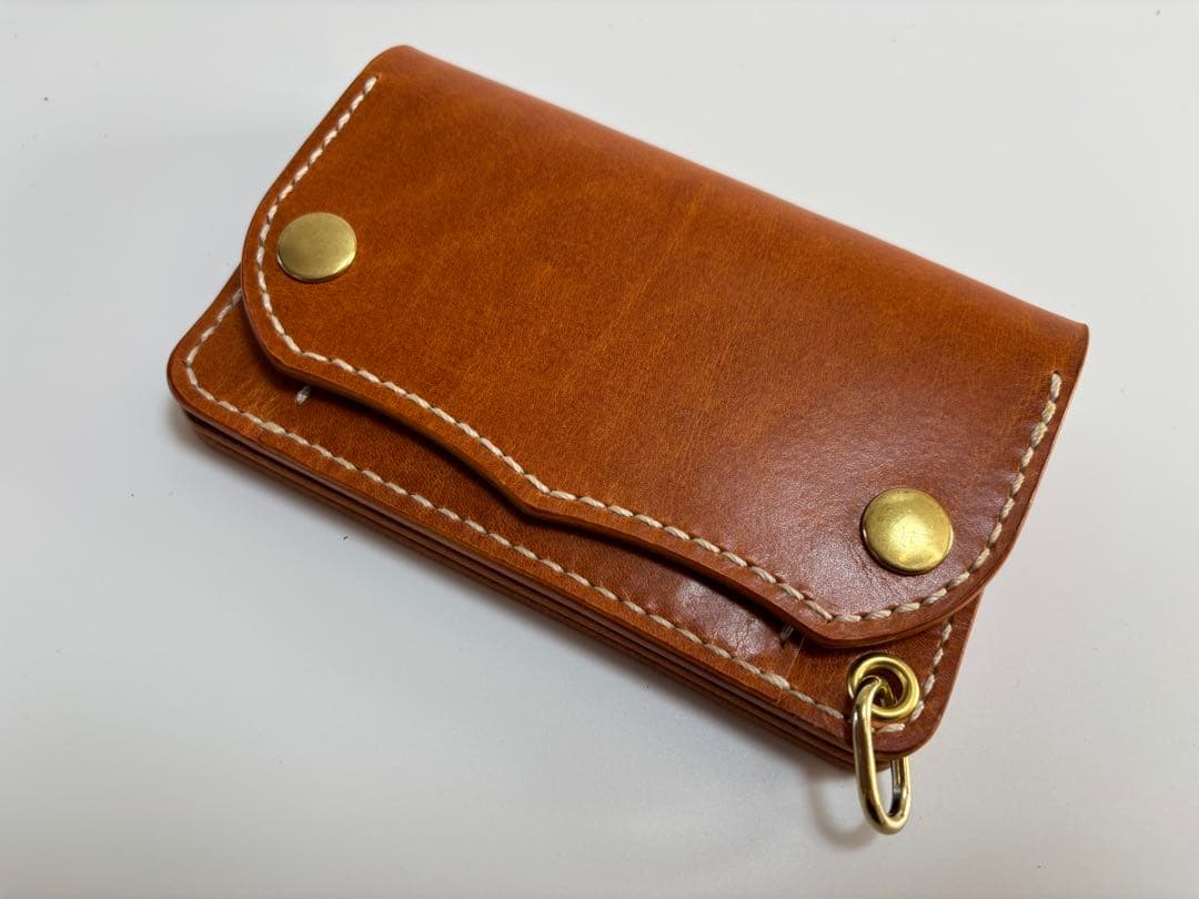 キャメル　ロマネスク　ヌメ革　トラッカーウォレット【タイプＡ2】三層　真鍮