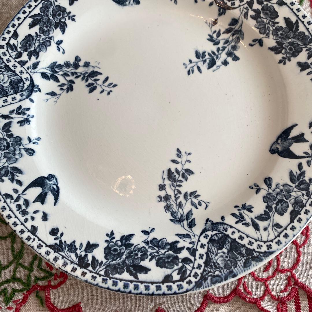 フランス　アンティークBordeaux プレート小鳥　ツバメ　lunéville