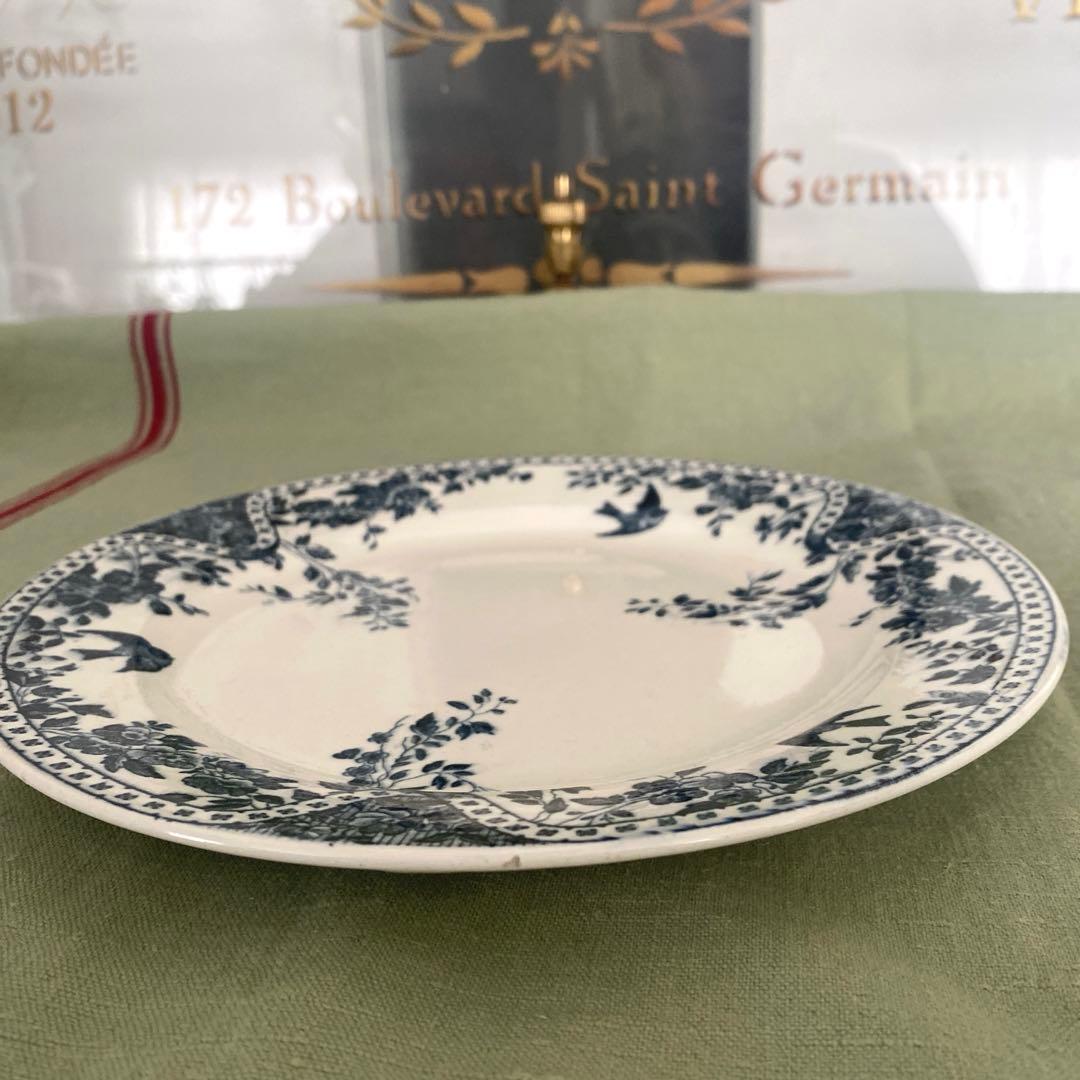 フランス　アンティークBordeaux プレート小鳥　ツバメ　lunéville