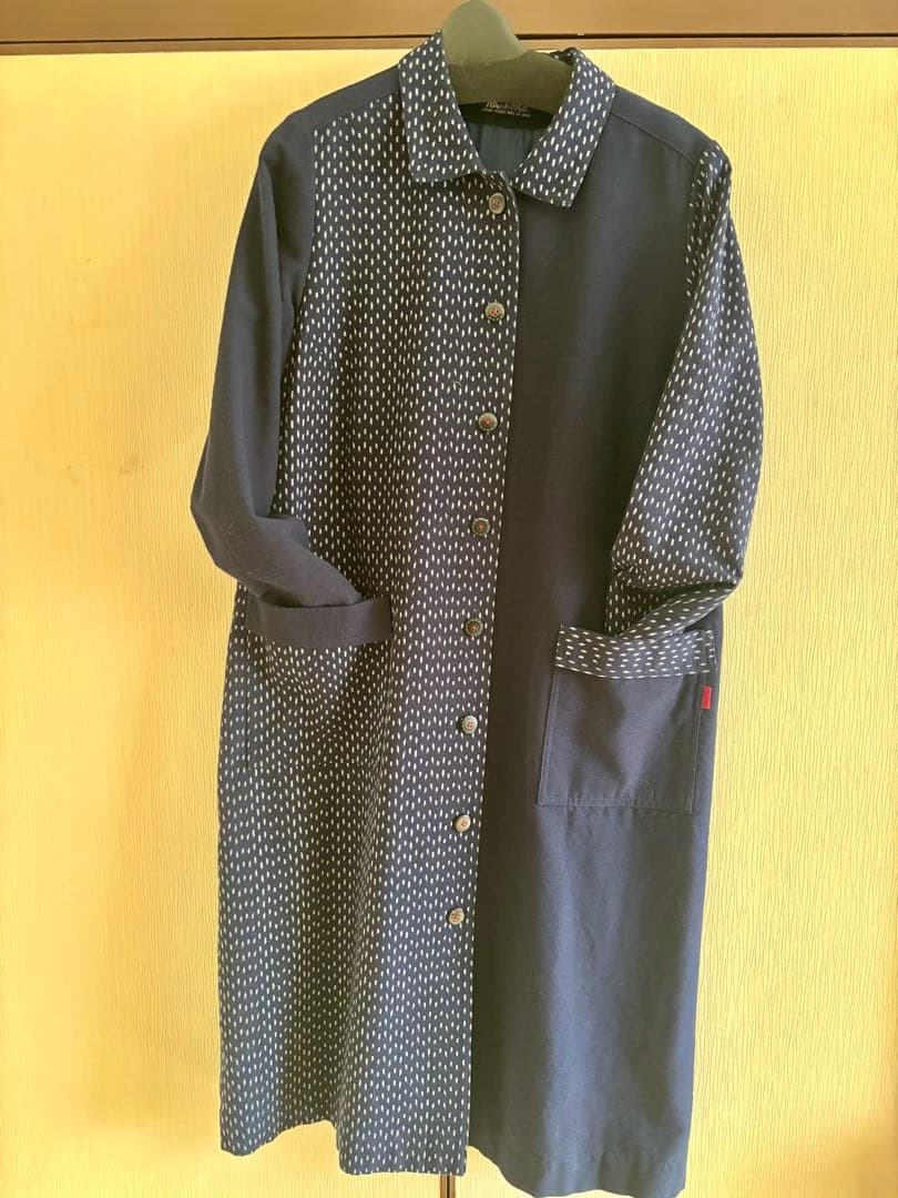 久留米絣 風ののおくりもの ネイビー ロングコート