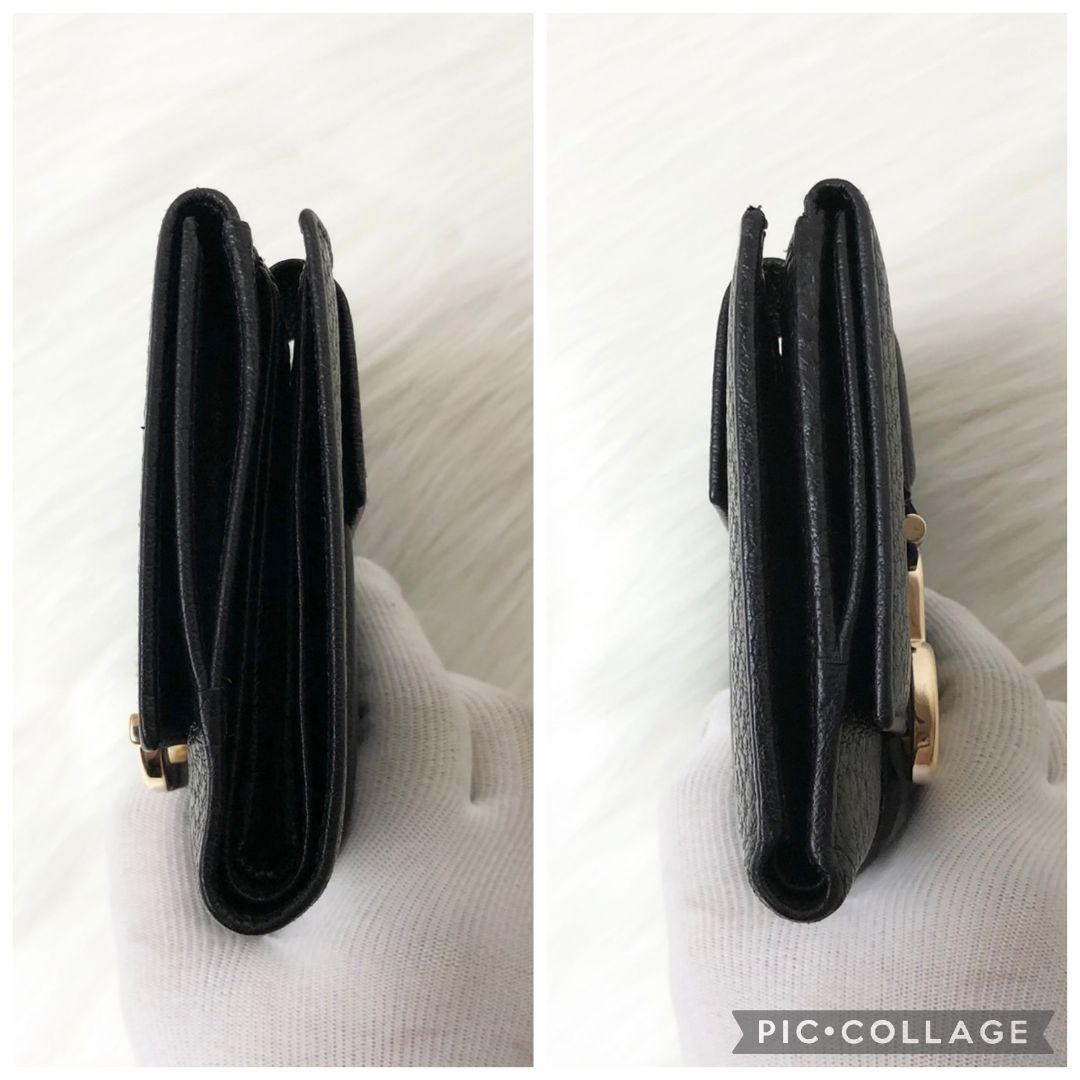 【美品】GUCCI 二つ折り財布 ダブル ホック ウォレット ゴールド金具