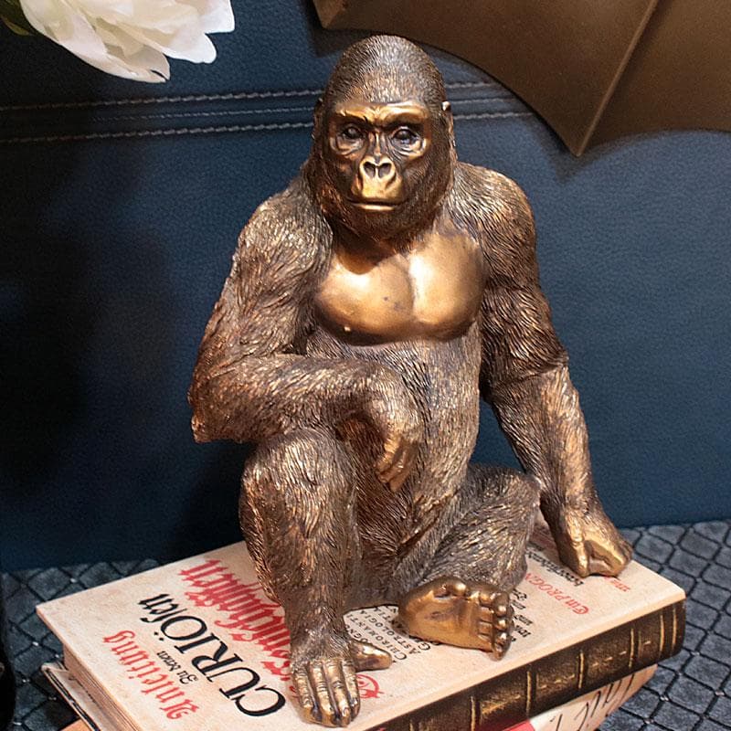 アニマルオブジェ ゴリラ 置物 ブロンズ インテリア小物 140-287