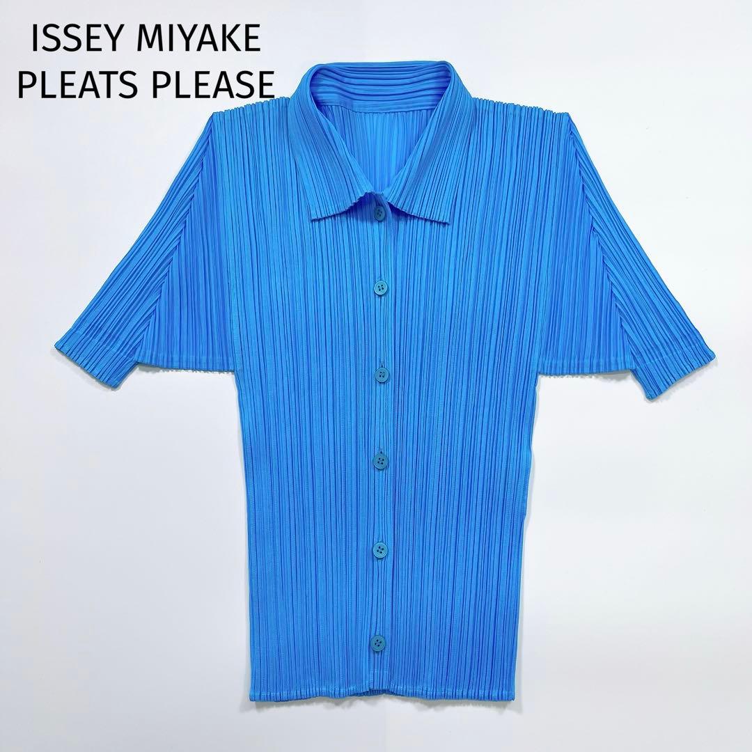 ISSEY MIYAKE PLEATS PLEASE ブラウストップス 水色 L