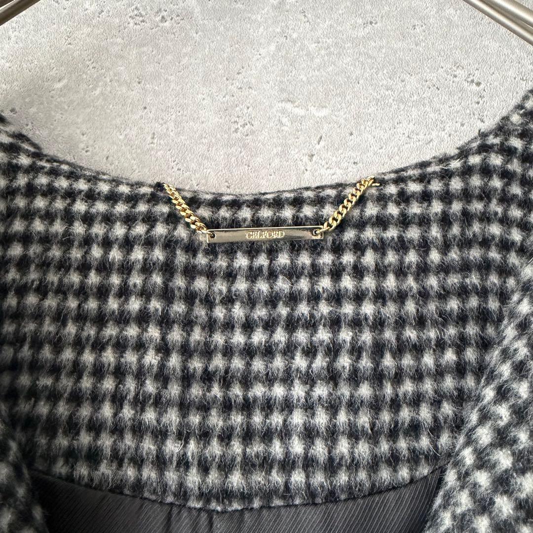 24AW✨CELFORD ノーカラーコート カシミヤ　チェック　38 タグ付き