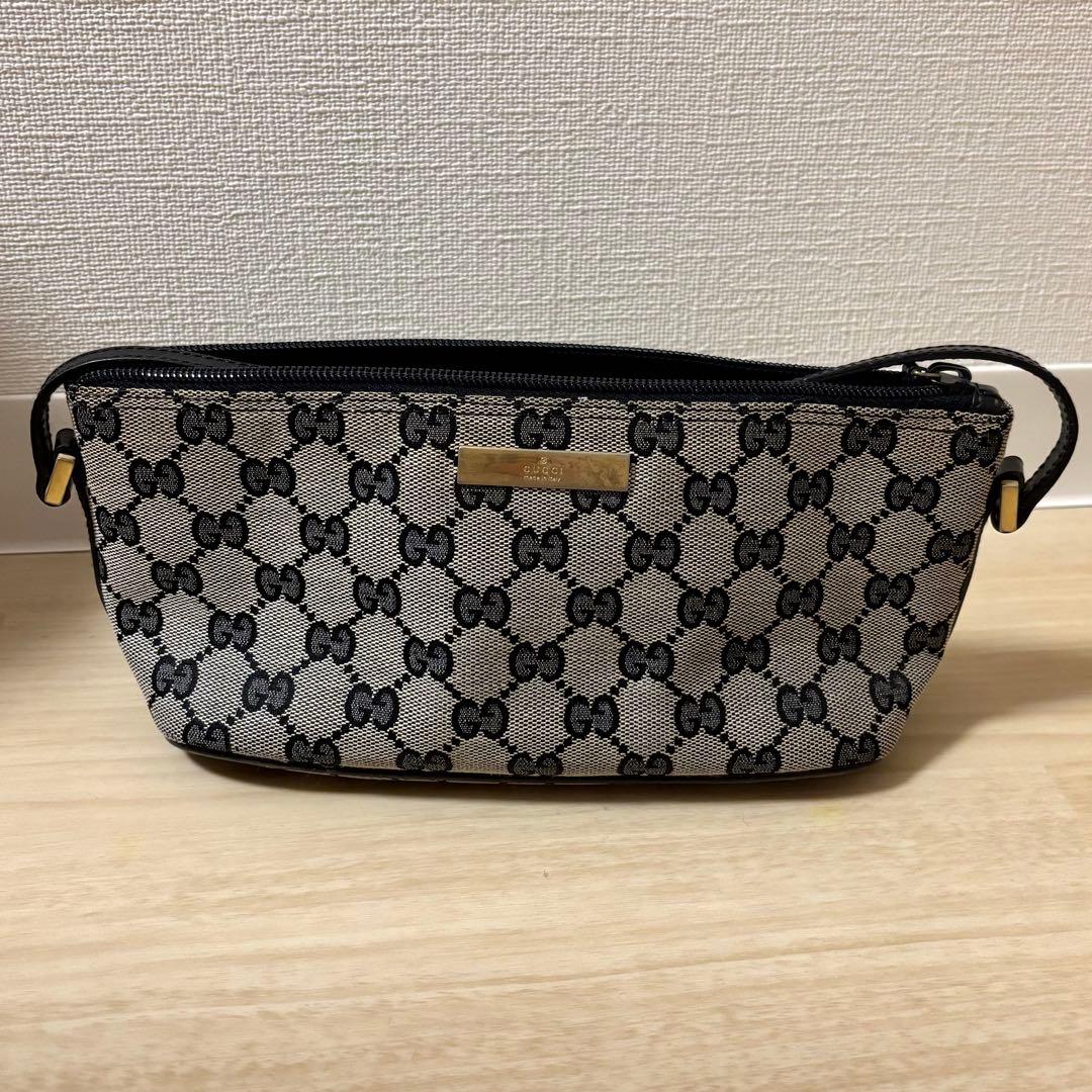 GUCCI アクセサリーポーチ ハンドバッグ GGキャンバス ブラウン