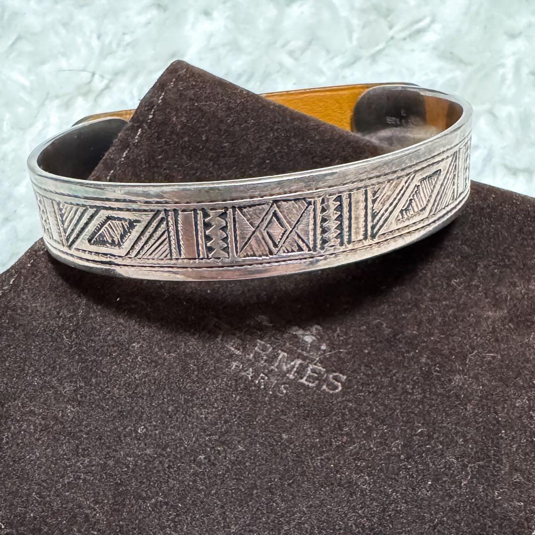 【極美品】HERMES トゥアレグ バングル レザー シルバー 刻印 T6