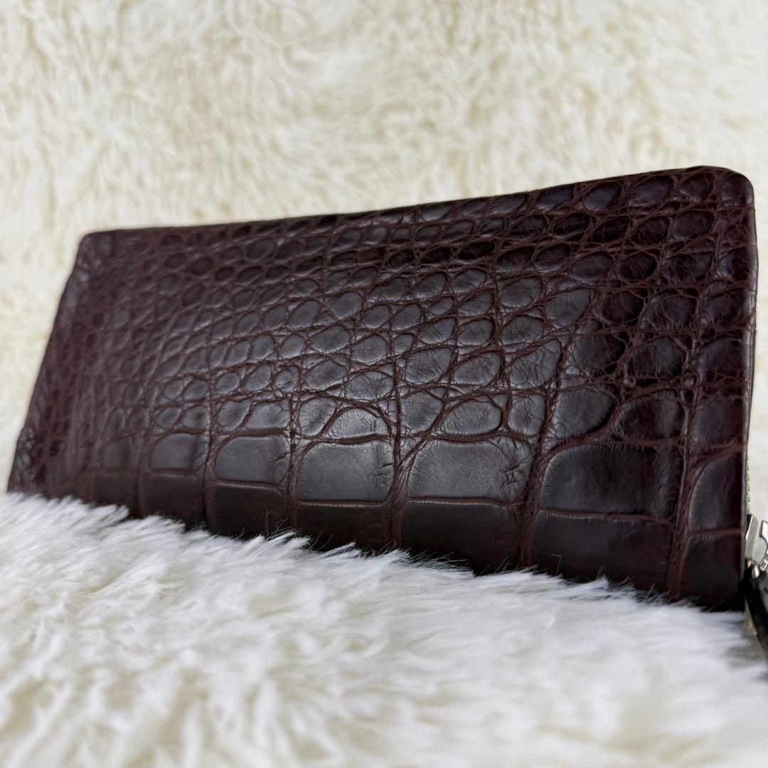 【極美品】ムータ クロコダイル 長財布 ラウンドジップ マットクロコ ブラウン