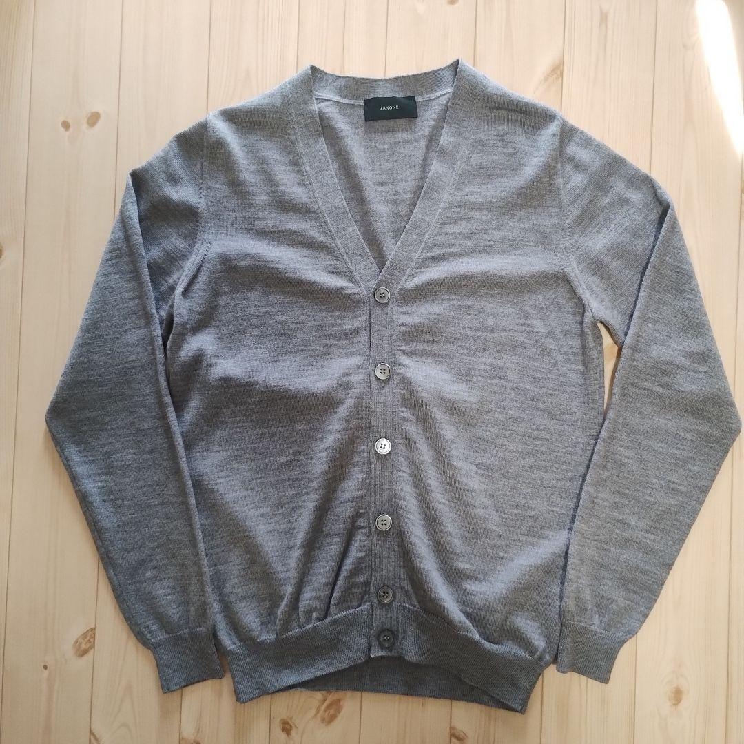 ZANONEザノーネ高級イタリアVネックカーディガンウールグレー