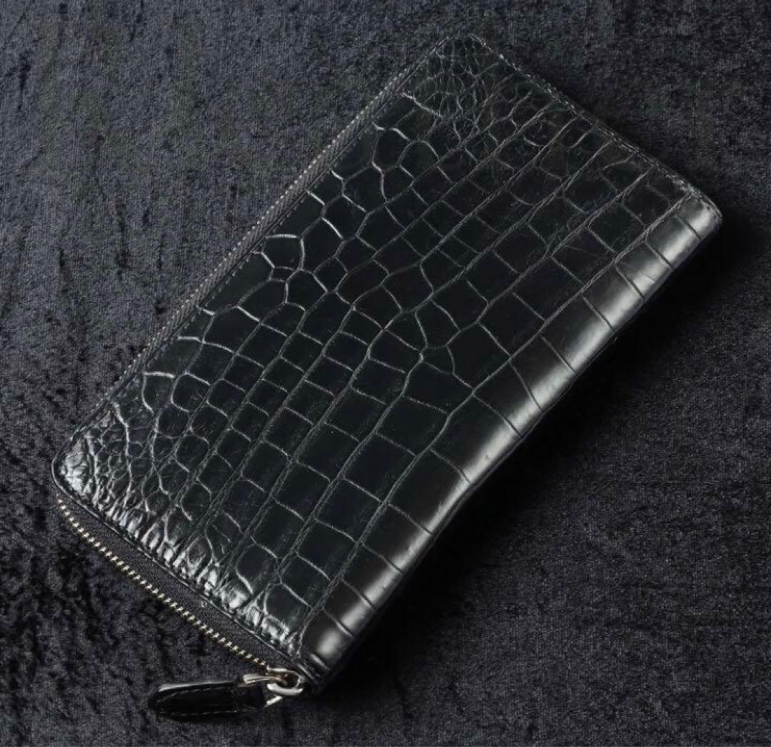 【クロコ1枚革】クロコダイル 長財布 サイフ メンズ ワニ革 レザー