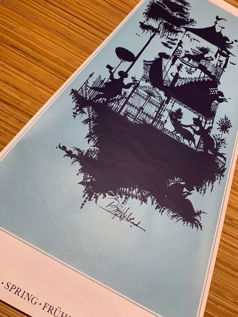 ヴィンブラッド　ビンテージ大型四季ポスターブルー春影絵の様で懐かしい！