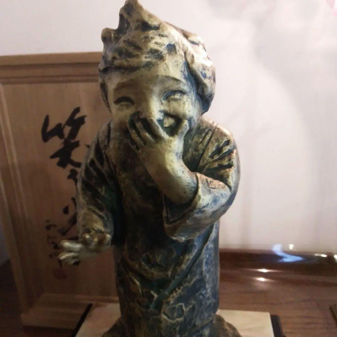 北村西望　笑う少女　大型サイズ　オニキス台箱付き　本土のみ