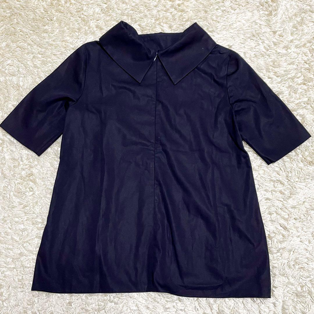 she tokyo 半袖ブラウス シャツ ハーフジップ ボタンダウン ブラック