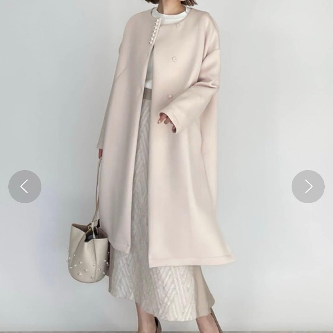 macaronron　タグ付未使用　PICCIN パール付ノーカラーコート