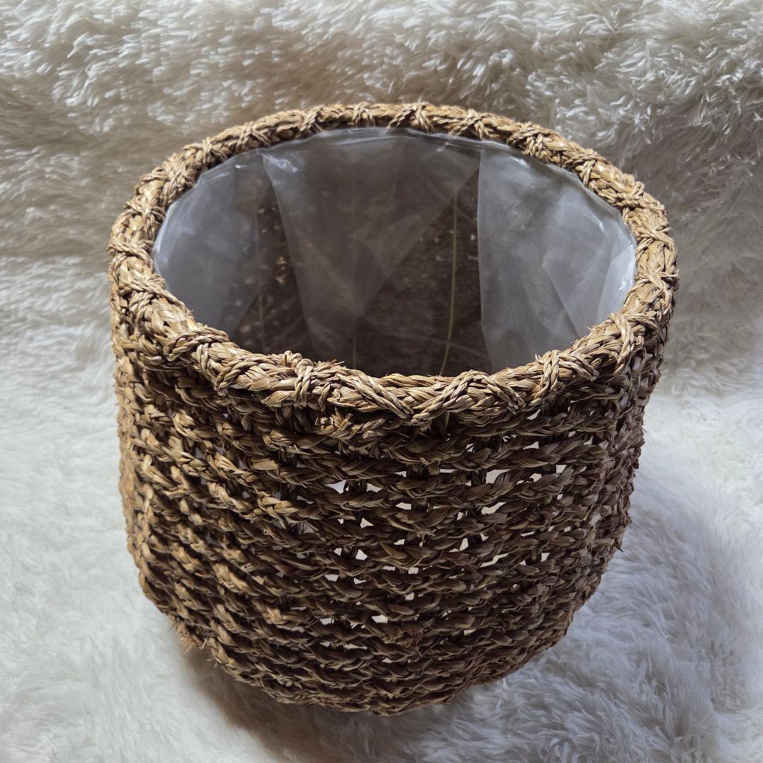 天然素材 円筒形 プランターカバー　特大50×40