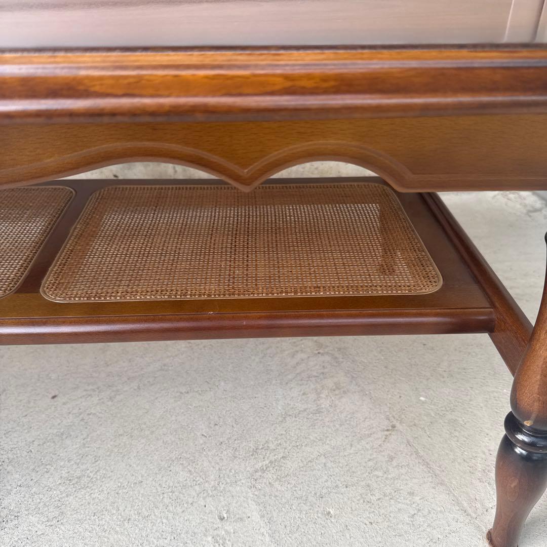 カリモク センターテーブル ローテーブル コロニアル ラタン棚