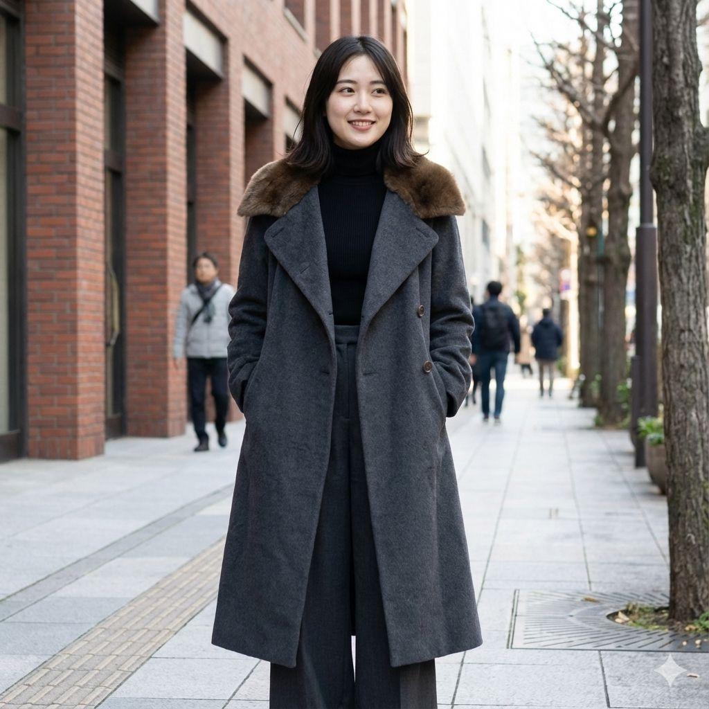 極美　最高級 MaxMara 白タグ ダブルチェスターコート カシミヤ ファー