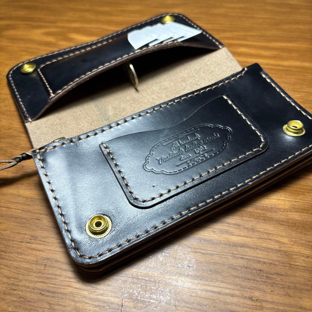 せわし　3層ロングウォレット カードポケット4つタイプ　糸　ベージュ　マチ