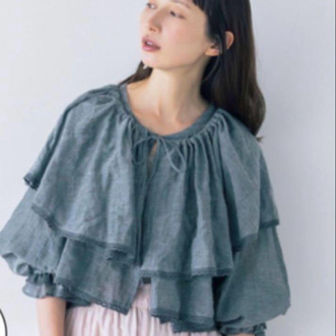 【kazumi × Samansa Mos2】ケープ付ボレロ ブラック