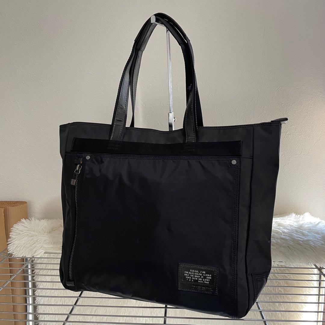 【大容量】ディーゼル トートバッグ A4収納可 ナイロン ブラック 通勤 通学