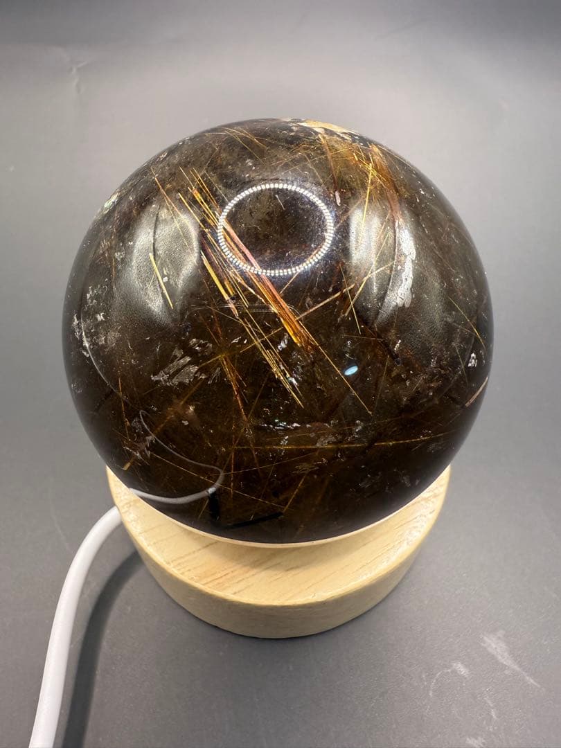 ゴールドルチルクォーツスフィア鉱物入り58mm丸玉