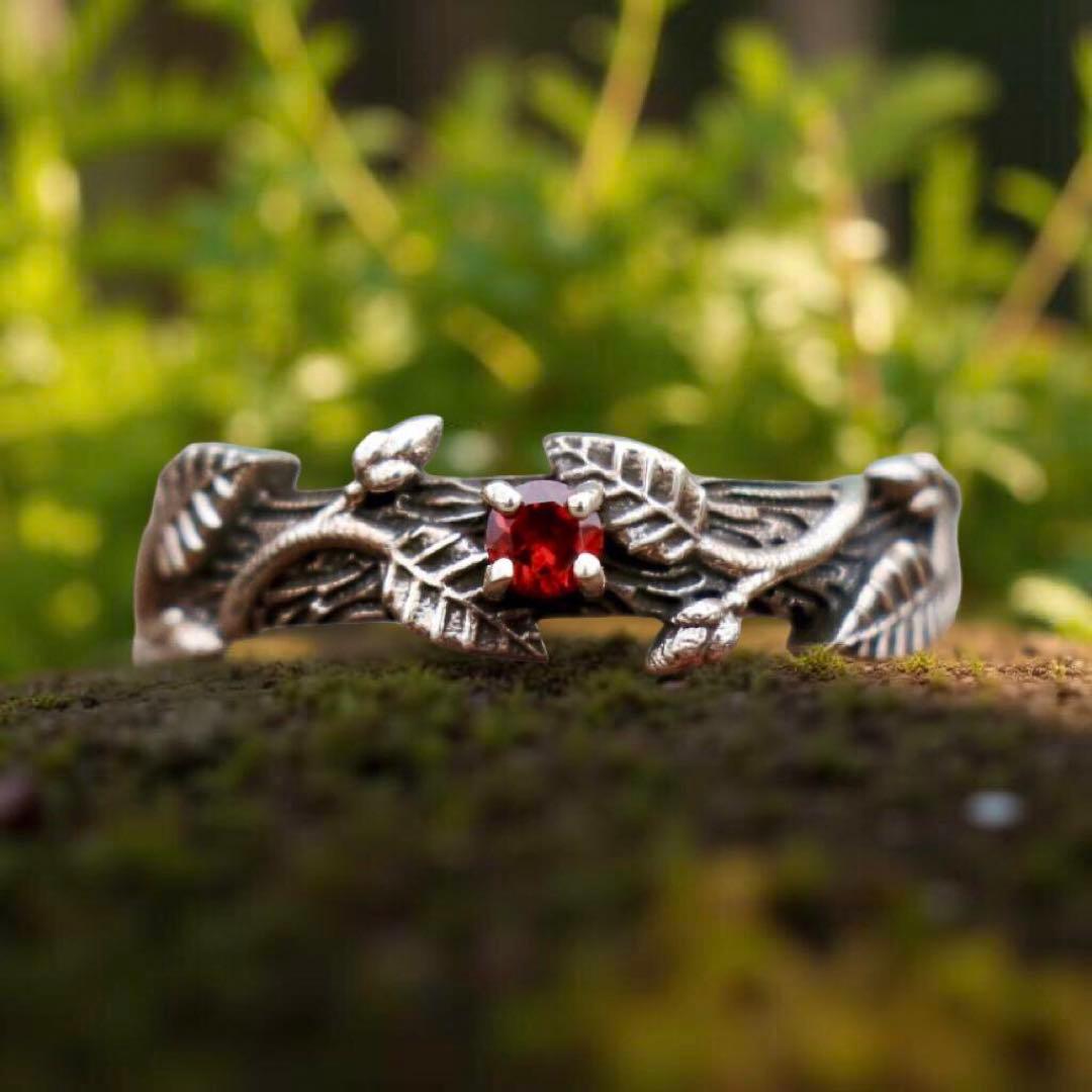 天然石リング、シルバー925指輪、自然のモチーフリング、ユニークデザイン、ギフト