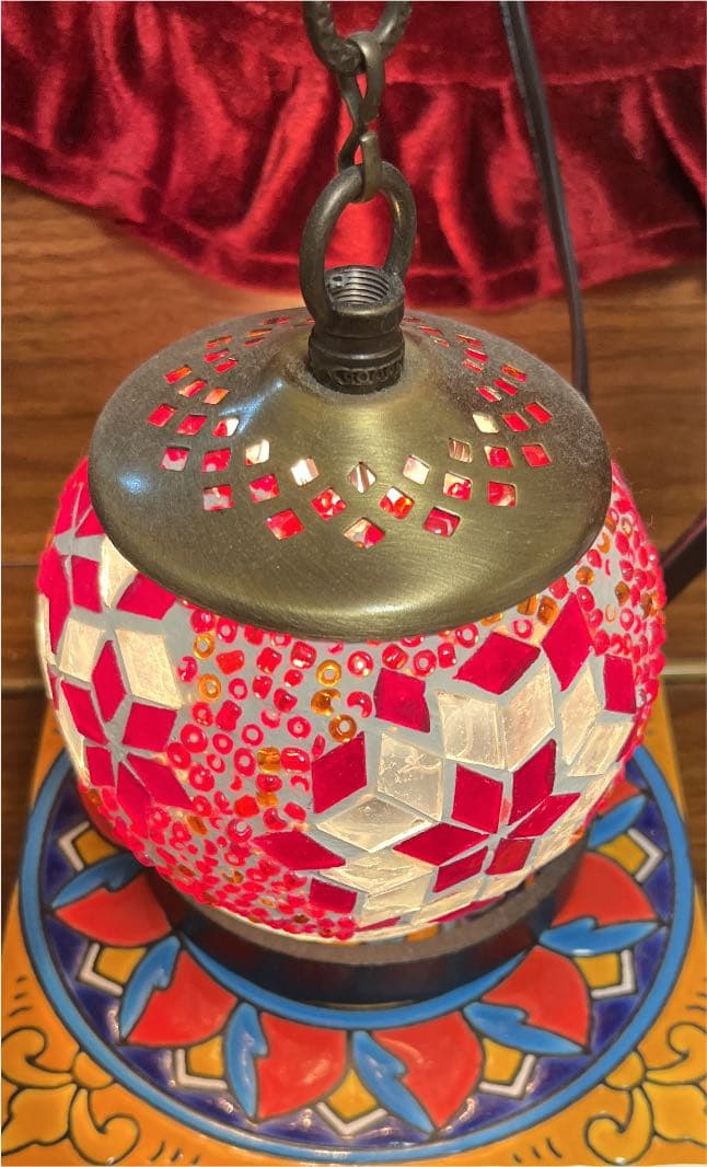 トルコランプ　インテリア　飾り板付き　ガラス