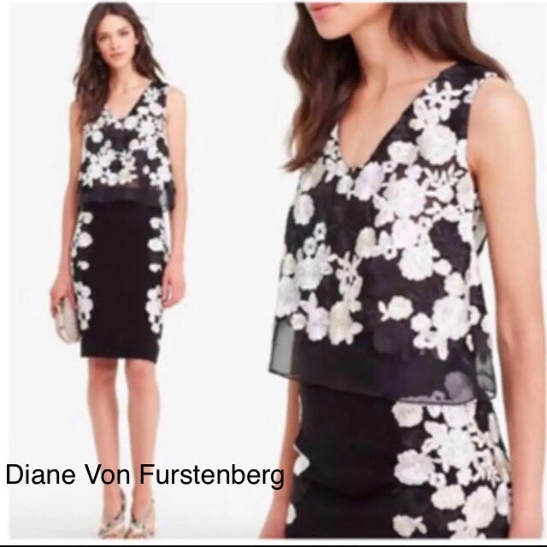 新品　ダイアンフォンファステンバーグ   花柄刺繍　レーススカート