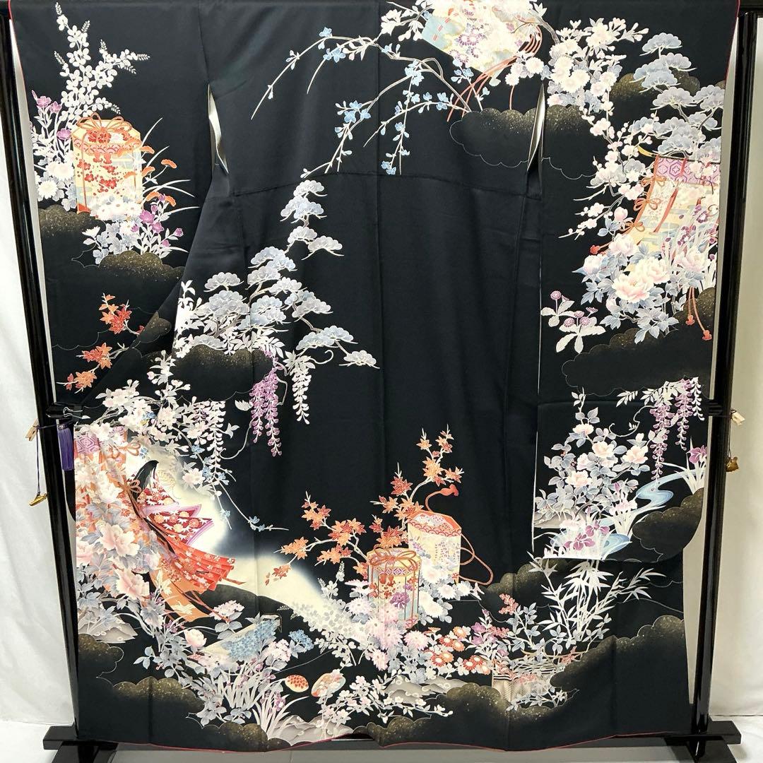 b231 正絹　振袖　友禅　金銀彩　伊達衿付　着物