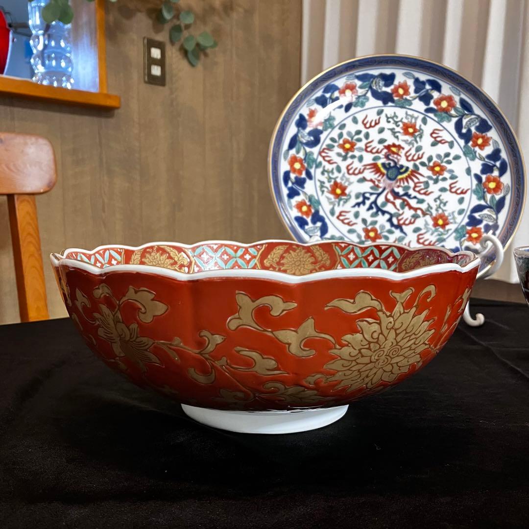 有田焼 オールドイマリ 古伊万里 金襴手 弥左衛門窯 手描き 大皿 大鉢