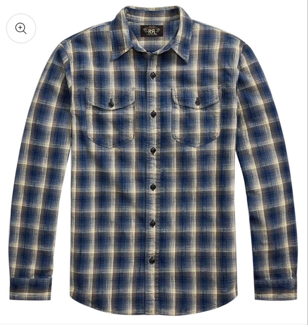 とみ　Double RL CHECKED WOVEN WORK SHIRT