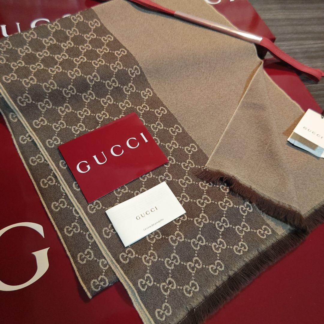 ❤新品箱袋付属❤GUCCI マフラー ストール ショール スカーフ　ブラウン❤