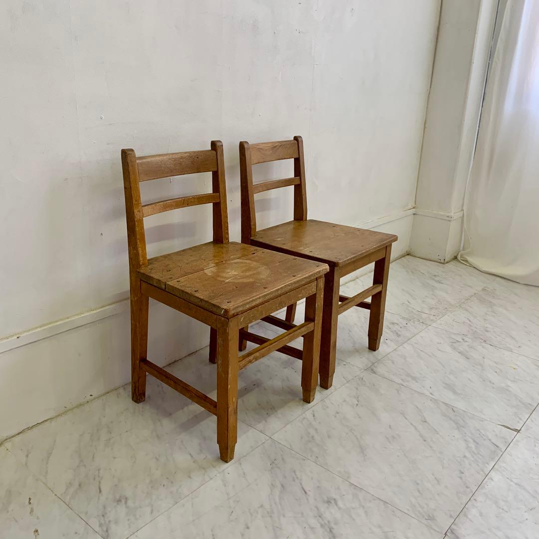 昭和レトロ 木製チェア 2脚セット｜昔懐かしい 古道具 椅子 木味 ヴィンテージ
