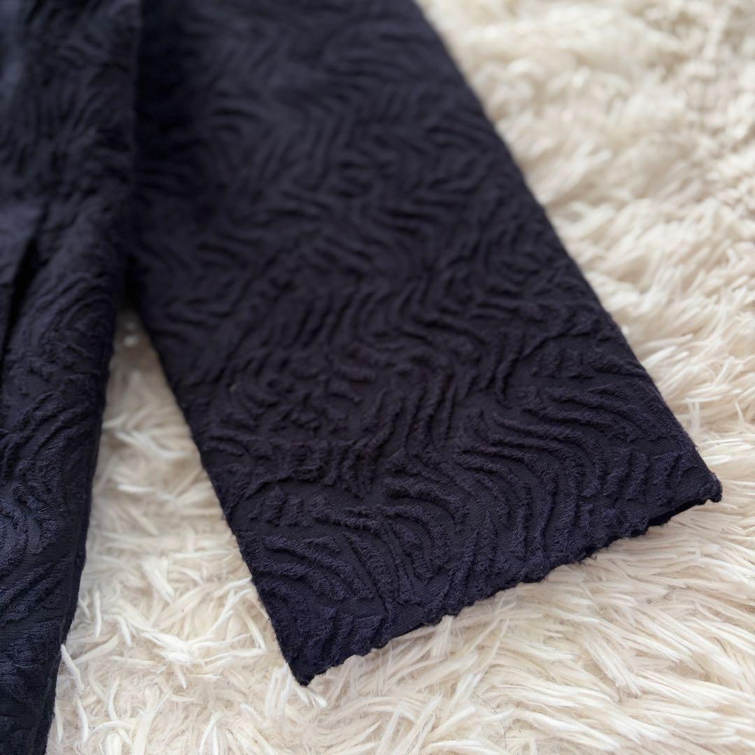 【希少✨】EPOCAエポカ ジャガードノーカラーコート ネイビー ゆったり40