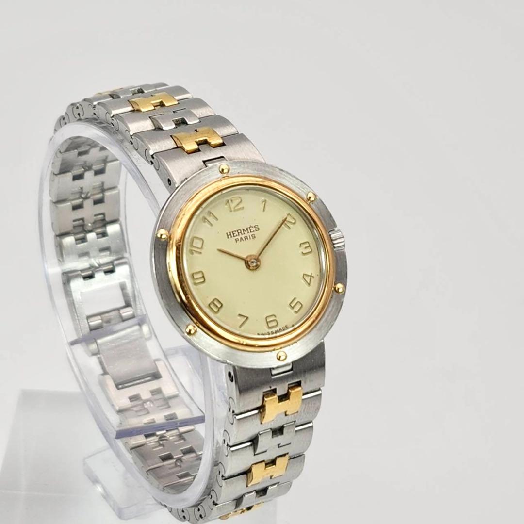 美品✨　エルメス　クリッパー　コンビ　アイボリー文字盤　Hベルト