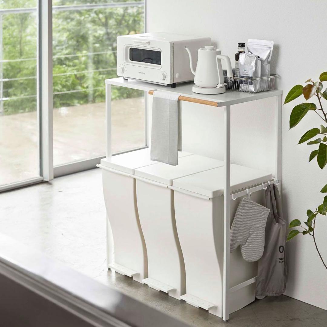 山崎実業 tower 伸縮ゴミ箱上ラック　ホワイト