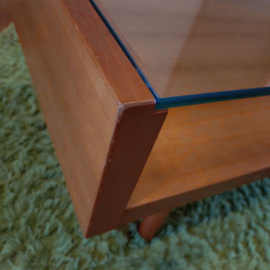 ウニコ　木製　ガラスローテーブル