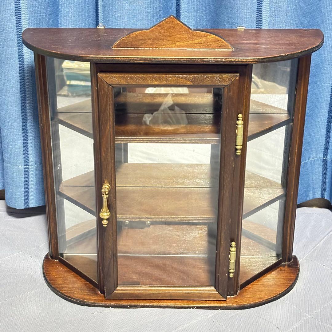 アンティーク　飾り棚　ショーケース(木製/ガラス/鏡)