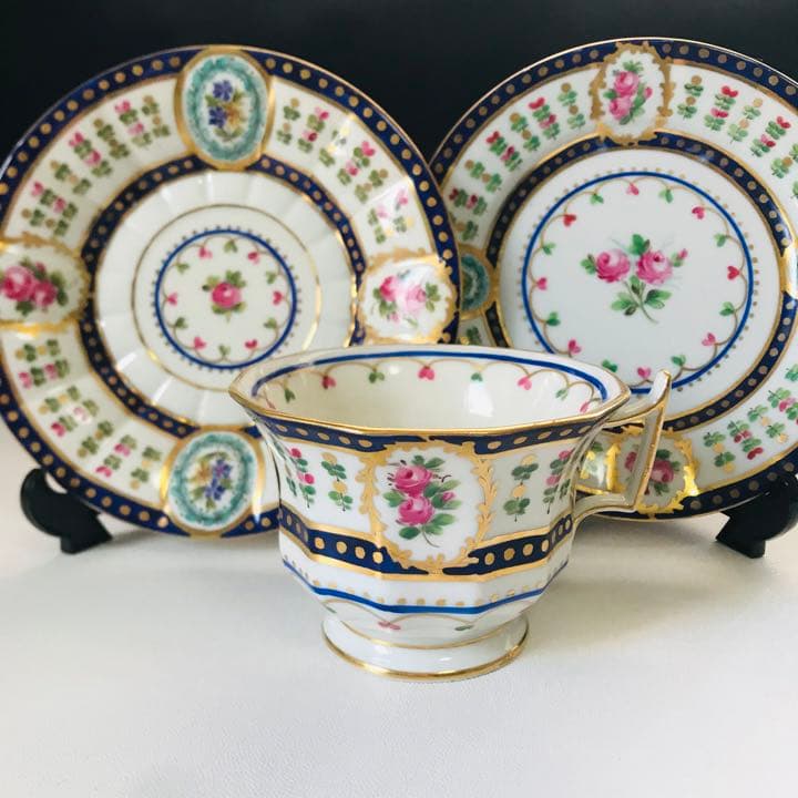 ドレスデン  カールティーメ　薔薇　コバルト　窓絵　コレクション　レア　③