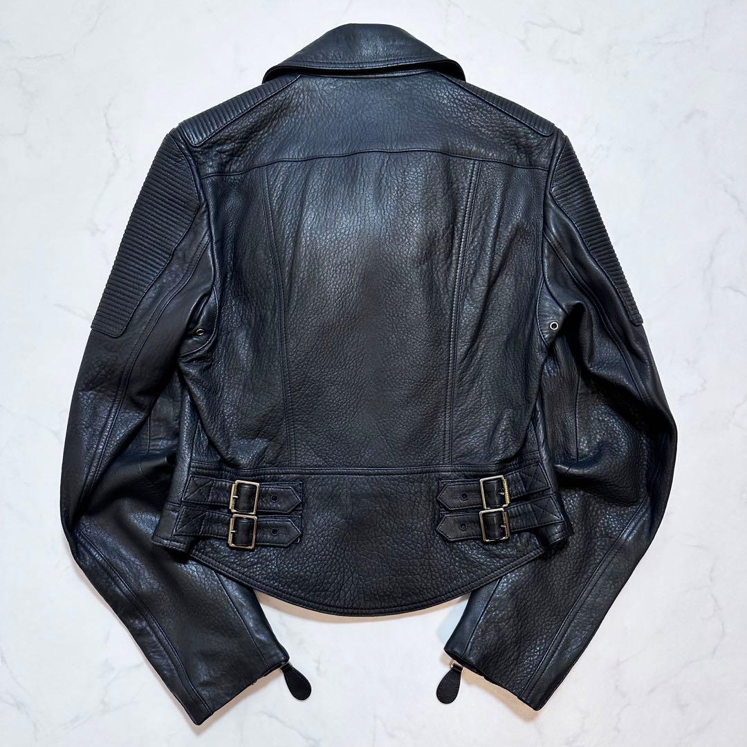 バーバリーブリット ライダースジャケット バイカージャケット 羊革 黒 42
