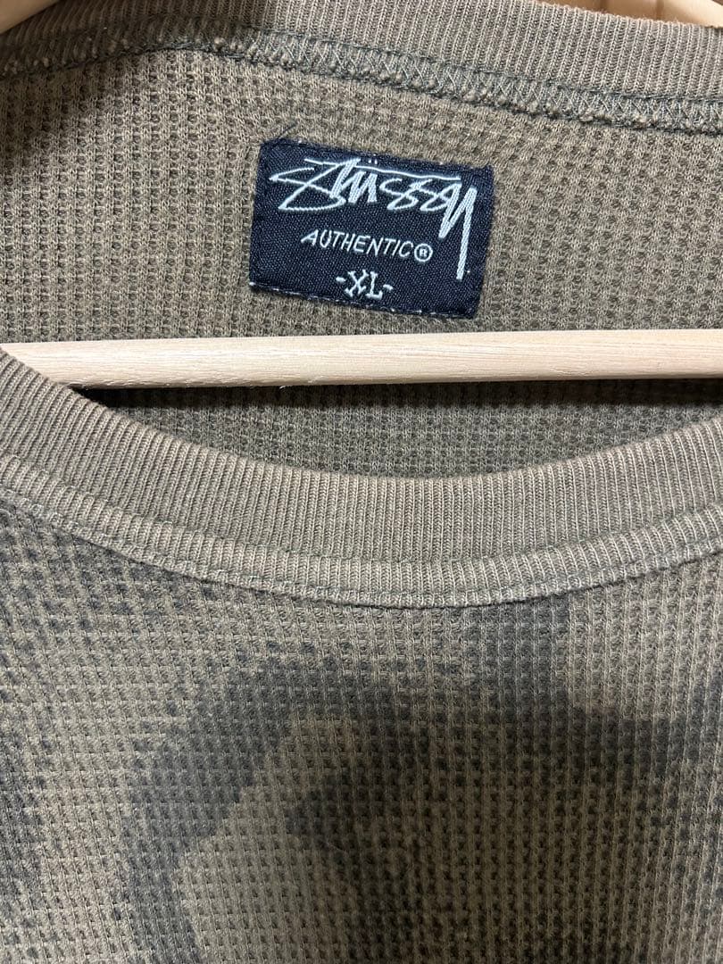 stuusy 00s ワッフルロンT サーマル　レオパード柄